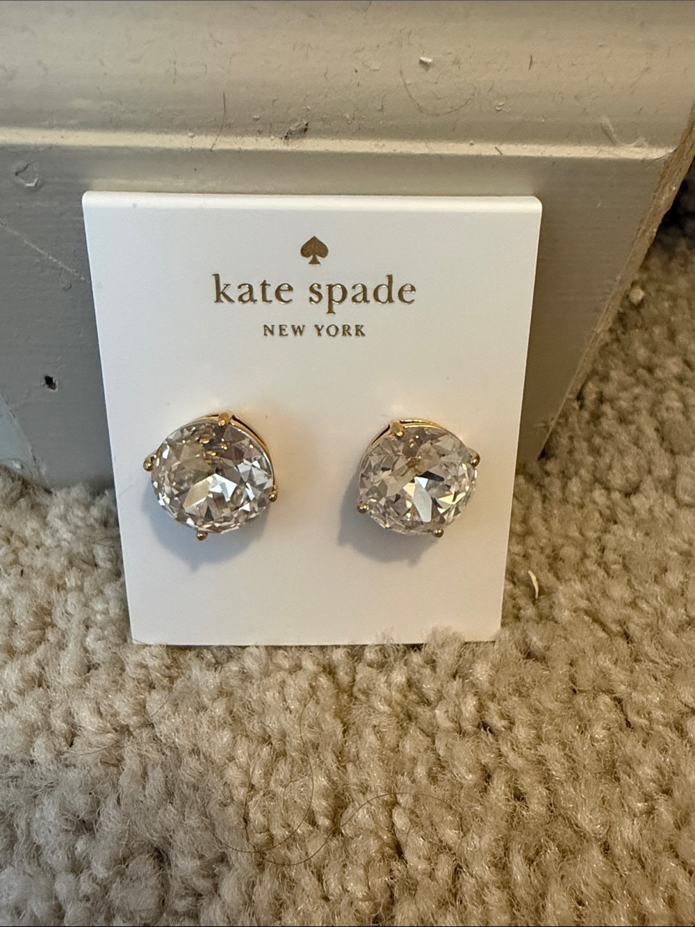 kate spade clear crystal gold-tone large stud earrings